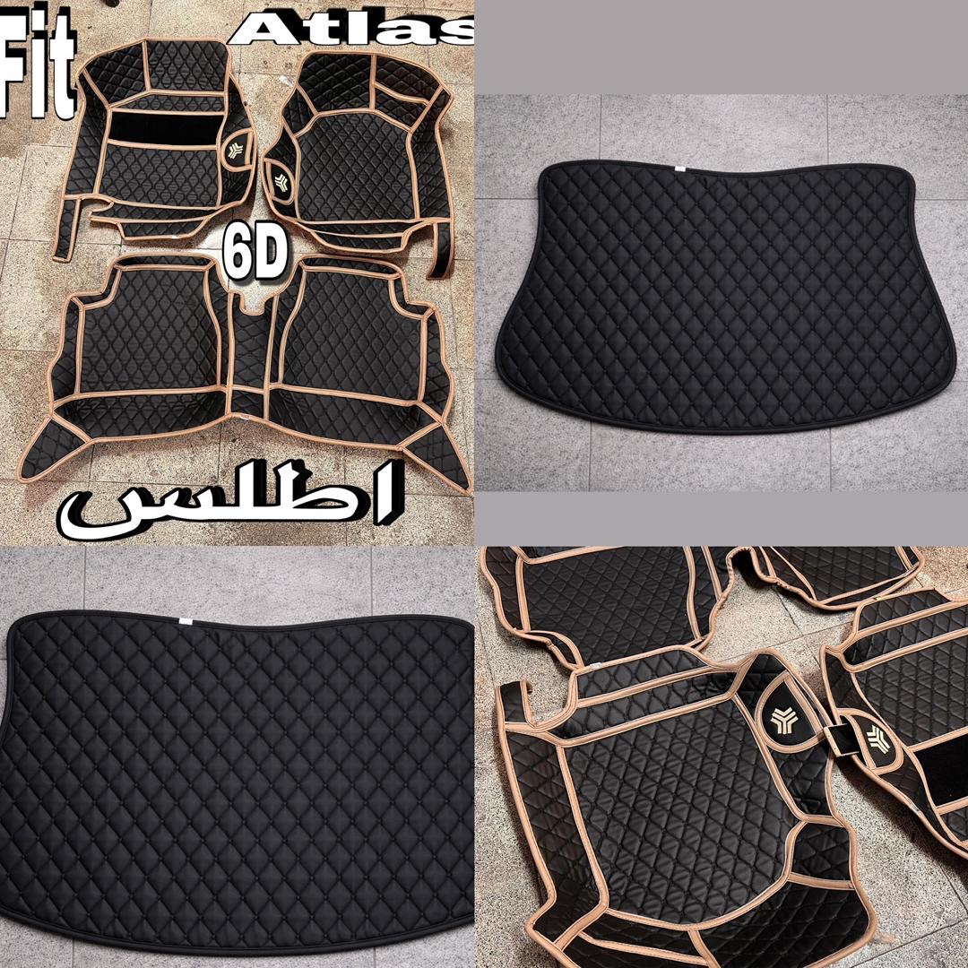 کفپوش۶بعدی اطلس چرم گلدوزی درجه۱ضدآب وخط وخش قابل شستشووانعطاف کوالیتی عالی وبالاهمراه باصندوق مناسب اطلس